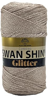 Fili & Filati Cordino Swan Shiny, 100% Polipropilene, 250g 250m, 2mm, Effetto Lucido, per Borse all'Uncinetto Handmade (Beige-Lux - 037, LAMINATO)