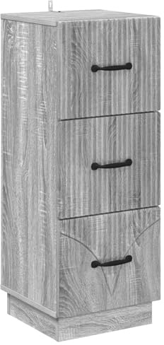 Lådskåp grå Sonoma trämaterial 33 x 34,5 x 87 cm med 3 lådor mångsidigt förvaringsskåp för vardagsrum, kontor, hall och källare med gott om lagringsutrymme och modern design