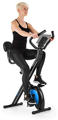 Capital Sports Azura Air Folding Exercise Bike, Cross Trainer Exercise Equipment for Home Use, Magnetic Stationary 8-step Adjustable Resistance, Ergonomic Saddle, Max. 100kg, Black/Green