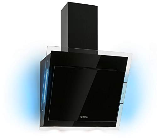 Klarstein Hotte Aspirante 60cm, Hottes de Cuisine Inclinées, Filtre de Hotte en Aluminium, Débit d'Air Puissant 601m³/h, LED, Ecran Tactile, Extracteur d'Air Silencieux, Hotte Efficace avec Evacuation