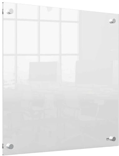 Nobo Kleine Glas-Whiteboard Tafel, Trocken Abwischbare Glas-Oberfläche, Rahmenlos, Eck-Wandmontage, Zuhause/Büro, 300 x 600 mm, Inklusive Markerstift, Weiß, 1915603