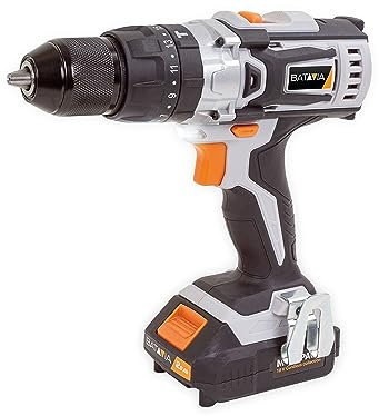 Trapano avvitatore a percussione a batteria, 18 V, con 2 batterie da 2,0 Ah e caricatore rapido