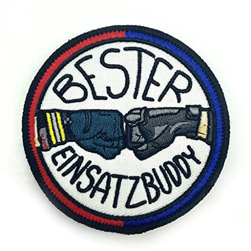 Polizeimemesshop Feuerwehr/Polizei Bester Einsatzbuddy Textil Patch - Kumpel - Klettpatch - Geschenk - Police - Fireman - Friends - Freunde - Fun Patch