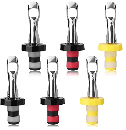 6pcs Reusable Wine Stoppers, Silicone Vacuum Bottle Stopper,Expanding Manual Beverage Bottle Stopper,Wine Bottle Airtight Seal Cork