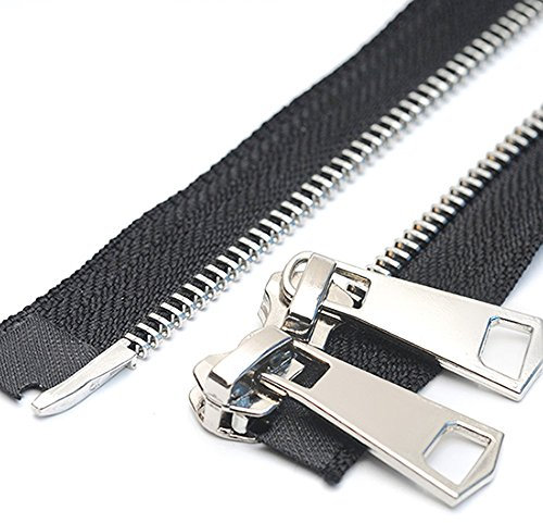 ByaHoGa 75 cm #5 Reißverschluss Metall Reißverschluß 2 Wege teilbar Reissverschluss für Jacken Nähen Mäntel (TW silberfarben)