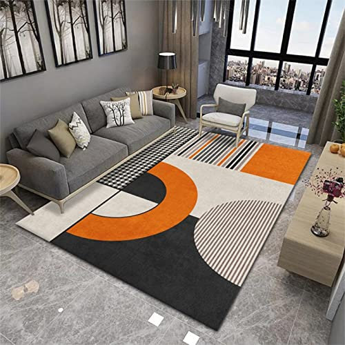 PHLCF Teppich für Mädchen, rutschfest, orange, geometrisch, Wohnzimmer, Balkon, Schlafzimmer, sicher, rutschfest, maschinenwaschbar, Orientteppich, 40 x 60 cm