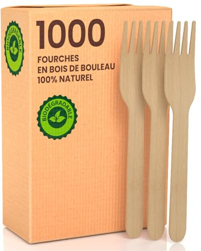 1000 tenedores ecológicos de madera de abedul desechable 100% naturales biodegradables y compostables cubiertos desechables
