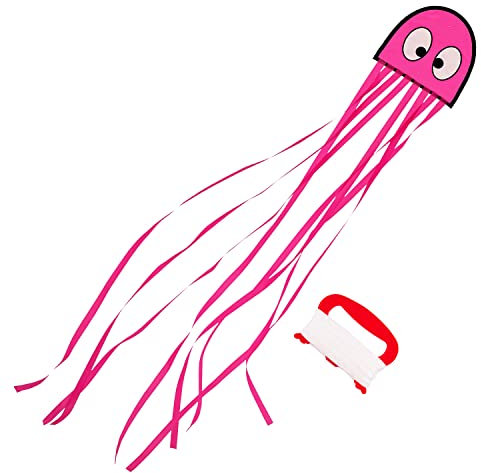 Wolkenstürmer® Mini Oktopus (pink) Kinderdrachen - Octopus Einleiner Krake mit Handgriff & 40m Schnur - 1-Leiner Drachen & Flugspielzeug mit Gestänge