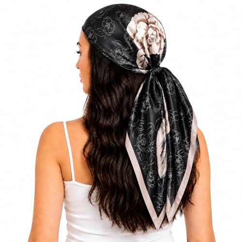 FAIRYGATE Damenschal Schal Tuch Blume Bandana Halstuch Kopftuch Schals 90 x 90 cm Bunte