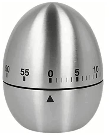 Temporizador de Cocina Mecánico, Lindo Temporizador en Forma de Huevo, Temporizador de Cocina de Acero Inoxidable con Base Antideslizante, Temporizador de Cuenta Regresiva de 60 Minutos con Escala Tra