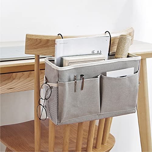 BVCED Hängkorg Bedside Caddy, Hyllhållare Sängbord Hängande Förvaringsväska för Sänggavlar Skötbord Våningssäng Tillbehör för Top Bunk (Grå)