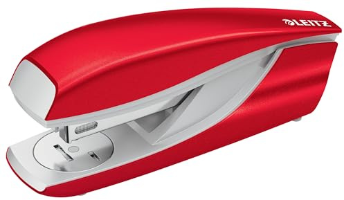 Leitz WOW Heftgerät, 30 Blatt Tacker inkl. 200x Heftklammern, Ergonomischer Hefter aus Metall mit Kunststoffelementen, Ideal für Büro, Home Office, Geschäfte & Schule, Rot, 55021026