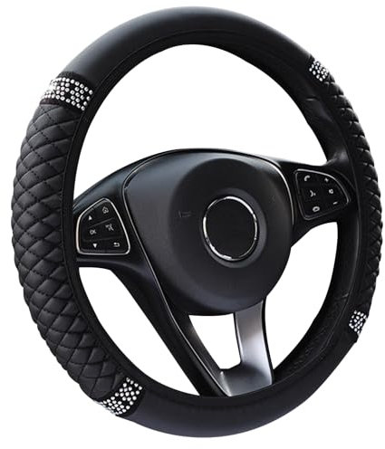 1 coprivolante nero per auto, accessori auto, coprivolante in pelle, elastico
