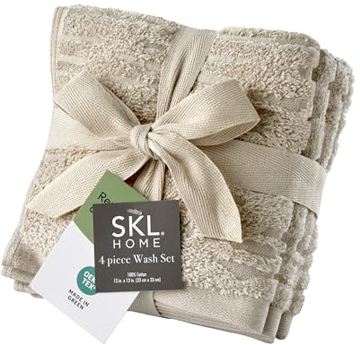 SKL Home CloudSoft Cotton Luxury 4-Piece Washcloth Set, Oatmeal