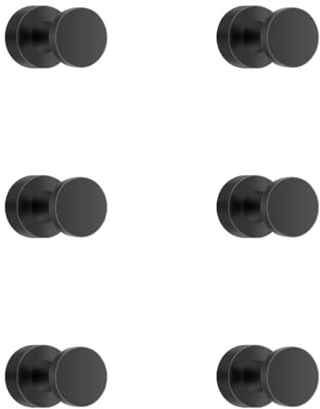 Fugoviin 6 Pack Klebehaken Schwarz Extra Stark, Haken Selbstklebend, Klebehaken Badezimmer, Wandhaken für Küche, Badezimmer, Büro und Schlafzimmer usw.