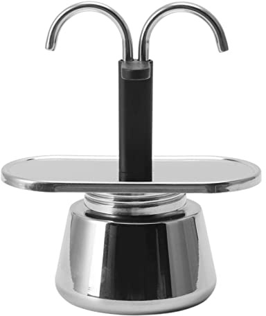 Tomotato 2 Tassen Espressomaschine, 100 ml Klassische Italienische Kaffeekanne Mini Doppelrohr Mokka Set enthält eine Kaffeemaschine für 2 Tassen