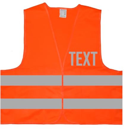 Wunschtext personalisierbar Dein Text Warnweste BZW. Signalweste mit reflektierendem Aufdruck - Größe L/XL, Orange