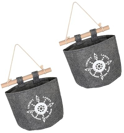 Amosfun 2pezzi Borsa Da Appendere Cotone e Lino Organizer Murale Per Camera Bagno e Cucina Design Timone Per Massima Funzionalità e Stile