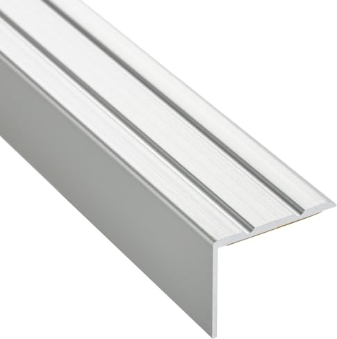 SOTECH 2 st Trappprofil 1000 x 25 x 18 mm, självhäftande, silveranodiserad, täckskena av aluminium för laminat, kakel, parkett och mycket mer.