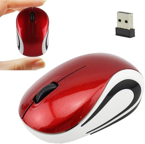 KeautFair Mini Kabellose USB Maus,Tragbar Winzig Klein Akku Mäuse,Ergonomisches Design,2,4 GHz 1000DPI,für Kinder Kleine Hände,für Reisen Geschäftsreisen,für Windows/iOS/Android Laptop/PC(Rot)