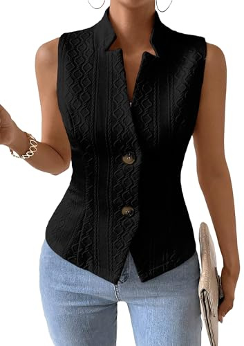 Mina Self Vest Tops For Women 2026 Summer Black Womens Vests Lightweight Fashion Casual Trendy Ladies Dressy Sleeveless Tops Blazers Beach Vacation Cute Clothes Outfits Womens Jackets Women's Suits