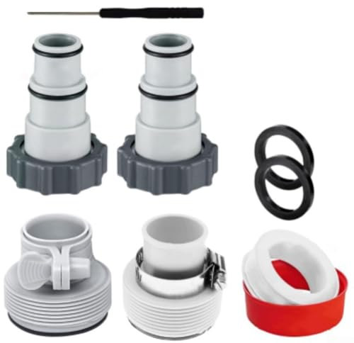 2 Stück Typ A Schlauchadapter, 3,2 cm auf 3,8 cm Filtrationspumpen-Schnittstelle, anwendbares Schlauchanschlussgewinde für Pumpen