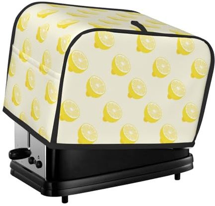Funda para tostadora de 2 rebanadas con bolsillos, rodajas de limón amarillo, cubierta para tostadora de huellas dactilares grasosas para cocina, accesorios para tostadora de 2 rebanadas