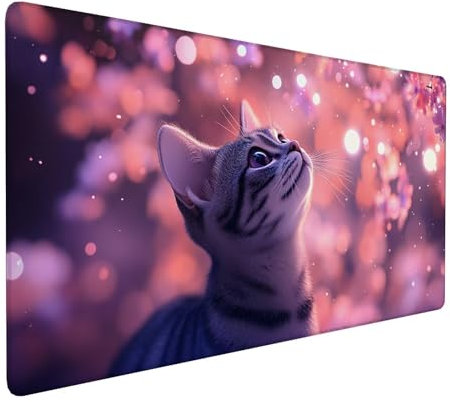 Rosa Mauspad 600 x 300 x 3 mm,XXL Gaming Mauspad Katze,Verlängertes Groß Mauspad Schreibtischauflage,Wasserdicht Mauspad,Genähte Kanten Mauspad,rutschfeste Gummibasis,Mauspad Gamer,Geschenk Y-197