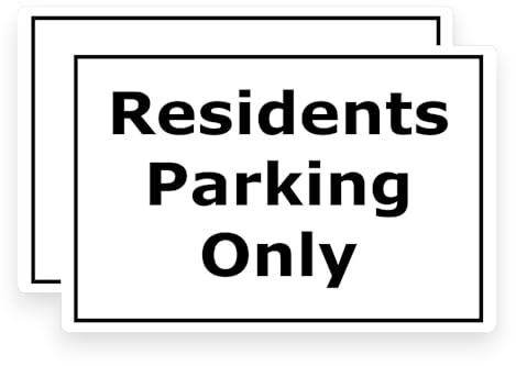 2 PACK - Sticker Gold 15cm X 10cm RESIDENTS PARKING ONLY Self Adhesive Stickers - W46R No Unauthorised Vehicles, Sign, Caution, Driveway Warning, Private Property SG322