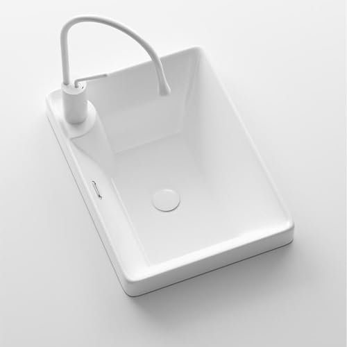 Aufsatzwaschbecken, Aufsatzwaschbecken, Aufsatzwaschbecken, weißes Aufsatzwaschbecken for Badezimmer, rechteckiges Keramik-Waschbecken mit Wasserhahn, modernes weißes Aufsatzwaschbecken, geeignet for