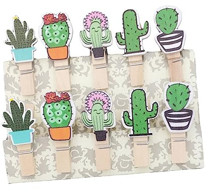 VOSAREA Mollette in Legno A Forma Di Cactus 100 Mollette Per Carta Fotografica Decorazioni Per Collage Di Foto Sospese Mini Lavoretti