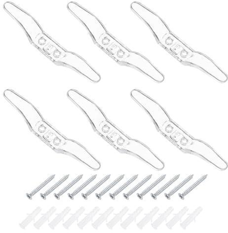 sourcing map 6Pcs 80x12mm Blind Cord Cleats, Blind String Safety Rope Plastic Holder, Window Cord Hooks with Screws for Curtains Sun Shades Ropes, Clear