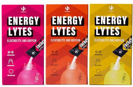 Upsters Energylytes Limón, Naranja y Sandía | Polvo de electrolito con 160 mg de cafeína y L-tirosina | Sin azúcar | Hidratación y enfoque | Para deportes, trabajo y días activos | 21 porciones