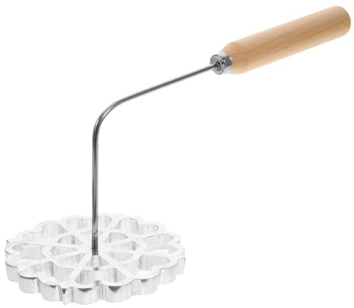 DOITOOL Bunuelos Mold with Handle, Rosette Iron Waffle Molds, Rosette Timbale Iron Set, Lotus Bunuelos Cookie Press Mould, Funnel Cake Maker Kit - 4.7 Inches