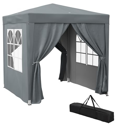 Outsunny Tonnelle de Jardin Extérieure 2 x 2 m Réglable en Hauteur Gris