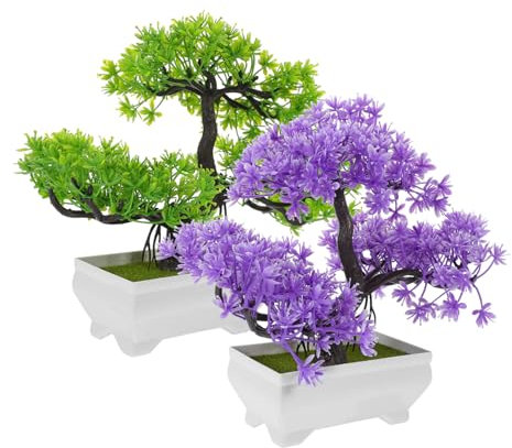 ABOOFAN 2Pcs Artificial Bonsai Tree Realistic Faux Pine Potted Plant for Home Office Bedroom Decoration Compact Simulated Welcoming Pine Pot Plant