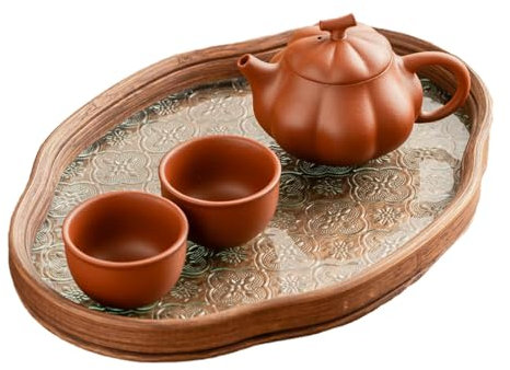 Kung-Fu-Tee-Set aus violettem Ton im chinesischen Stil, 164 ml, Zinnober-Kürbis-Topf, Keramik-Teeset, 1 Kung-Fu-Tee-Set – eine Kanne, zwei Tassen + Begonien-Teller