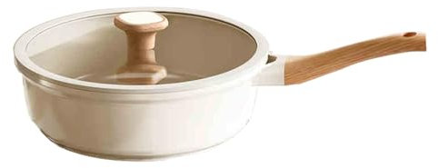 Nzzkoides Padella Antiaderente, Cucina Bianca Cucina in Ceramica Friggi con Titanio, Non Rivestito, Senza Pfoa, Adatto alla Zuppa di Stufato di Padella, Padelle per Tutte Le Stufe(Size:28CM)