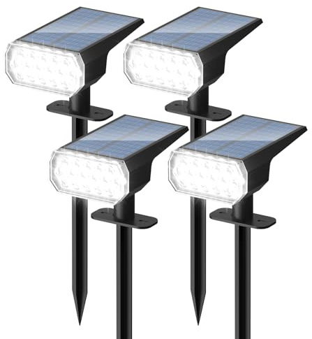 DINGLILIGHTING Lámparas solares para exteriores, resistente al agua: IP65, decoración para jardín, 3 modos de iluminación, funciona con energía solar para patio, camino paisaje, patio, 4 unidades