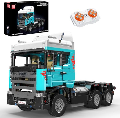 Mould King 13203 Technik LKW Zugmaschine Mobile Bausteine, 2060 Teile Tractor Truck Modell Klemmbausteine mit Motoren, Spielzeug Geschenk für Erwachsene und Kinder