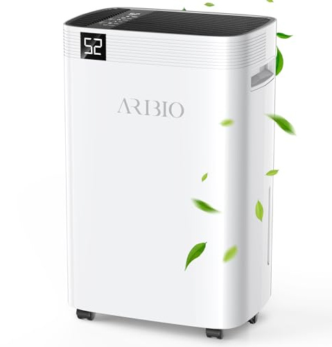 Elektrisk avfuktare, 20 l/dag, högpresterande avfuktare, avfuktare med LED-display, torkning, dräneringsslang, timer och avfrostning