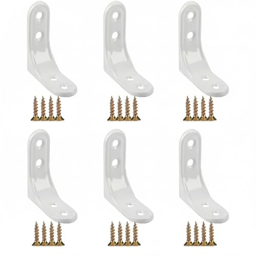 Cuixia 6 Pcs Shelving Brackets, White Floating Shelf Brackets & Supports, Wall L Brackets for Shelves, Angle Heavy Duty Shelf Bracket for Living Room Kitchen Office (2 x 2 Inch)