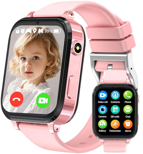 clleylise Smartwatch Kinder, Kinder Smartwatch mit GPS, Telefon, Videoanruf, Voice Chat, SOS, Schulmodus, Schrittzähler, Wecker, Kinderuhr für Mädchen und Jungen 4-16 Jahren
