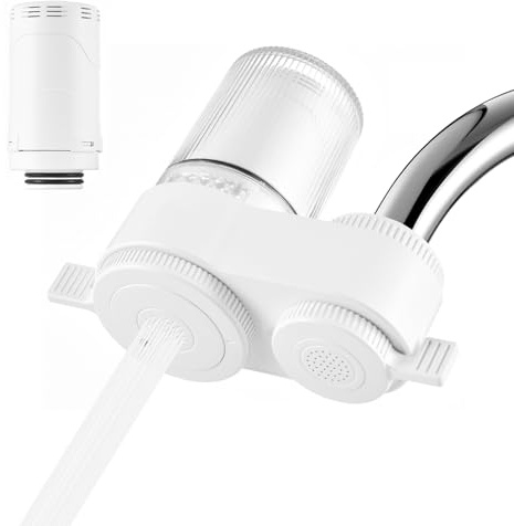 ERYUE Filtro Dell'acqua del Rubinetto con Purificazione a 7 Fasi, Controlavaggio, Autopulente Vita Sana, 5 Adattatori Inclusi