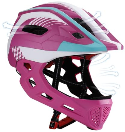 Qkbuza Casco Integrale Per Ragazzi, Equipaggiamento Protettivo Per Ciclismo, Casco Bici per Esterno, Per Ragazzi e Ragazze, Principianti, Skateboard, Attività all'Aperto, Gite in Famiglia, Sentiero