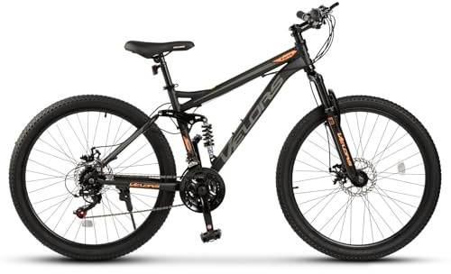 26 tums fully-mountainbike för terräng – 21-växlad krets, mekaniska dubbelväggiga aluminiumfälgar – 85 % förmonterad, 100 kg lastkapacitet – terrängcykel för vuxna och tonåringar