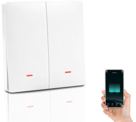 Lichtschalter, 2 Fach 1 Weg, Smart Wandschalter Alexa und Google Home Work mit Tuya, Smart Light Switch 86-Type Lichtschalter Unterputz