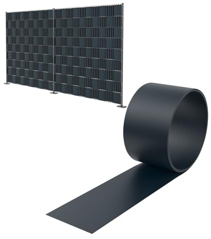 HENGMEI 19cm x 2.5m Brise vue PVC 10 pièce Rouleau de Brise-vue Paravent Couverture Protection vent/soleil comprend des clips de montage, Anthracite