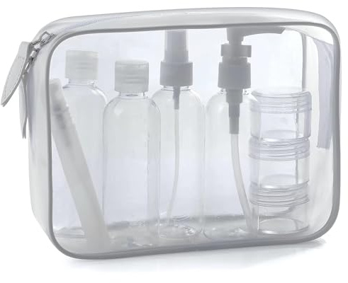 MOCOCITO Trousse de Toilette Transparent | Kit de Voyage Avion | Trousse de Toilette Avion | Kit de Flacon