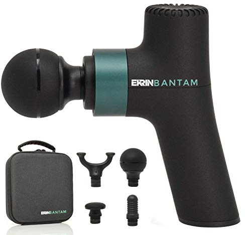 Ekrin Athletics Bantam Mini Massage Gun - Compact Deep Tissue Muscle Massager with Adjustable Speeds & 4 Attachments - Long Battery Life, Lightweight, Travel Friendly